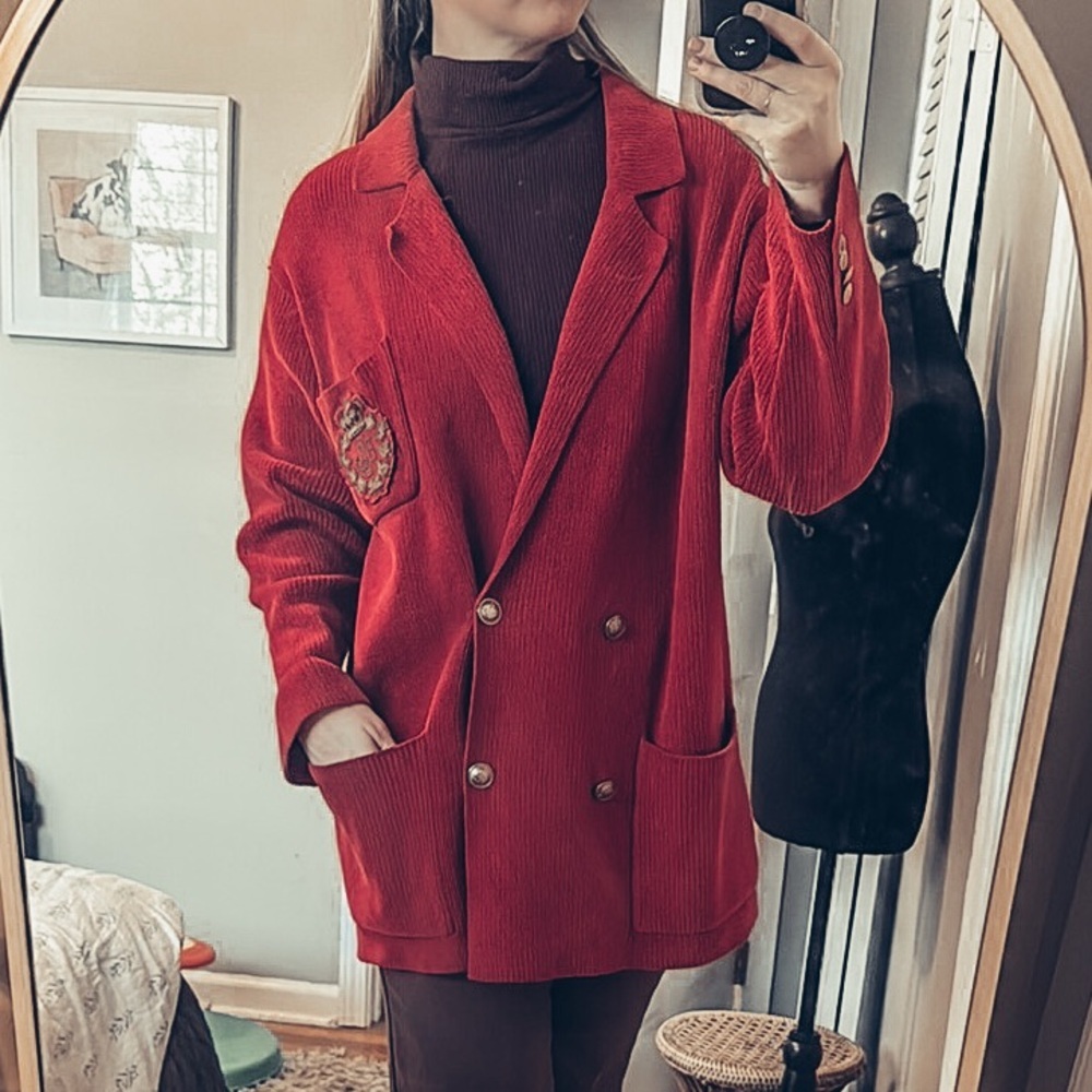 VINTAGE Ralph Lauren Red Women's Blazer - Picture 2 of 11